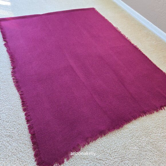 Oversized Wool (wool/cashmere?) Woven Scarf Burgundy - Picture 3 of 8